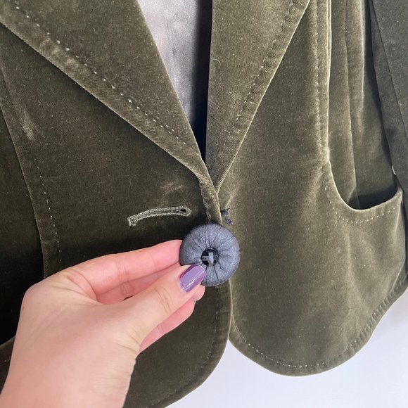Vintage Velvet Green Blazer - Picture 2 of 6